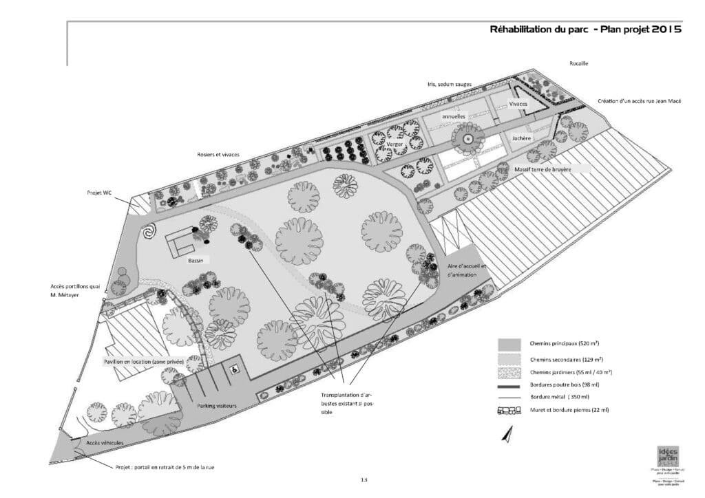 Metayer-PLAN Plan de réhabilitation du Parc Métayer, Niort. En noir et blanc. 2015